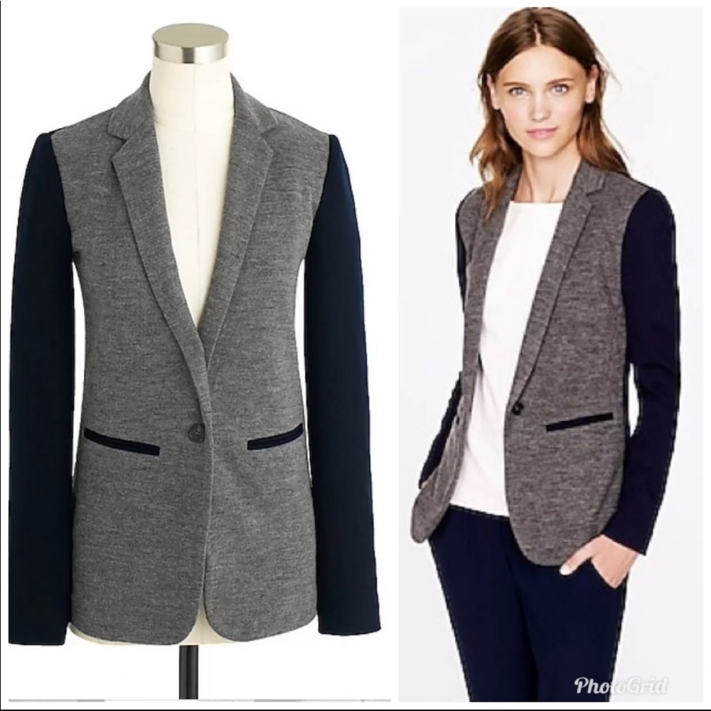 J.Crew contrast knit blazer size 6